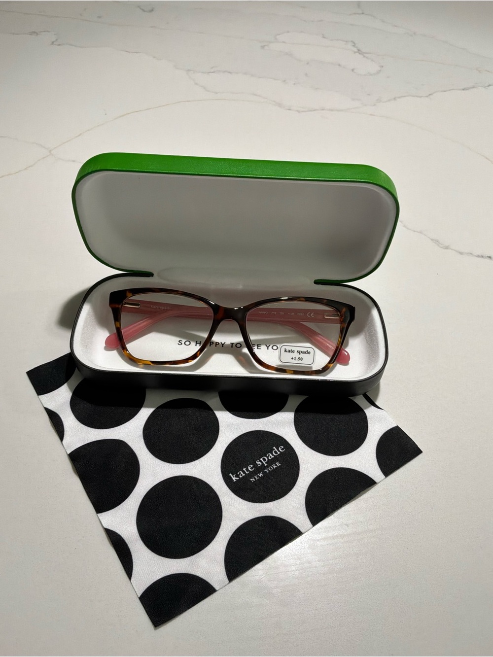 kate spade Tortoise Frame with Pink Temples Women's Glasses